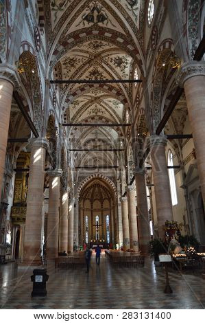 High Altar Inside The Basilica Of Santa Anastasia In Verona. Travel, Holidays, Architecture. March 3