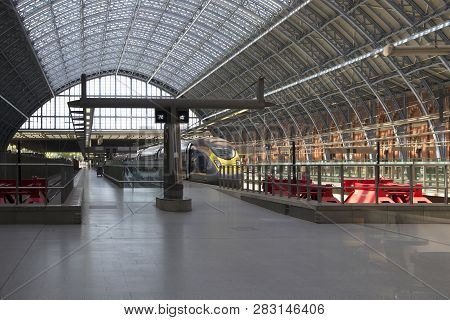 London, England - May 19, 2018. St Pancras Station Is The Main Rail Terminal For Eurostar Train Depa
