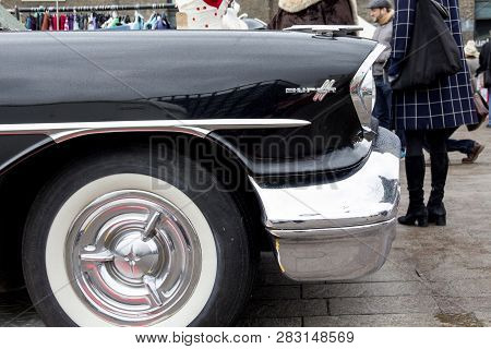 London, England - April 28, 2018. 1957 Super 88 Oldsmobile At The Annual Classic Car Exhibition And 