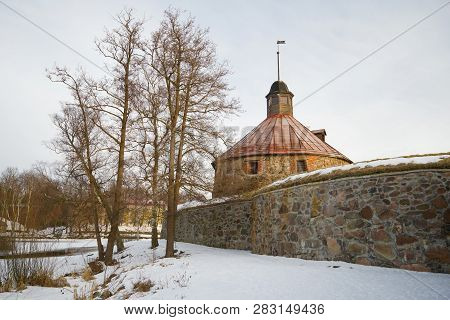February Morning At The Walls Of The Korela Fortress. Priozersk, Russia