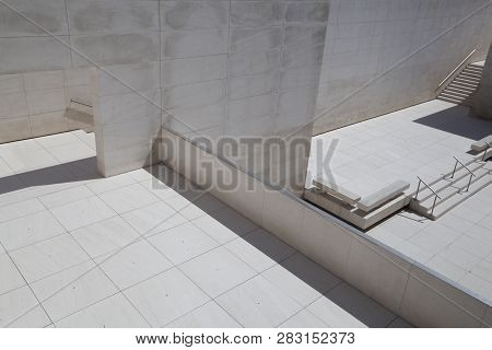 Barcelona, Spain - 22 June 2012: Modern Minimalist Architecture Of Caixaforum