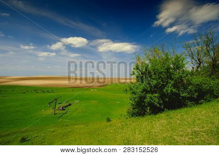 Shadoof On The Pasture Landscape