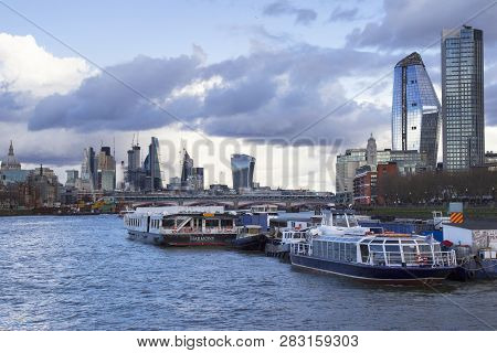 London, Uk - May 20, 2017. London Cityscape Across The River Thames With A View Including St Pauls, 