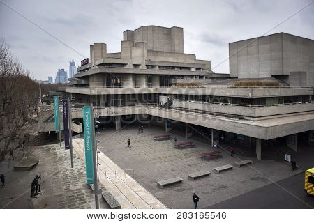 London, Uk - December 22, 2019 The National Theatre Designed By Sir Denys Lasdun Is A Masterpiece Of