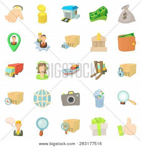 Encashment Icons Set. Cartoon Set Of 25 Encashment Icons For Web Isolated On White Background