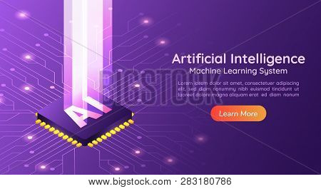 Artificial Intelligence Ai With Light Pillar On Computer Circuit Board