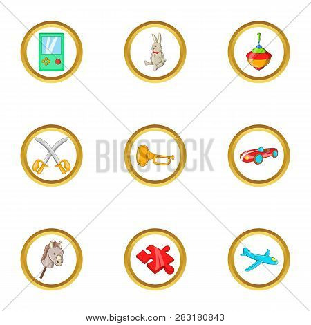 Toys Icon Set. Cartoon Set Of 9 Toys Icons For Web Isolated On White Background