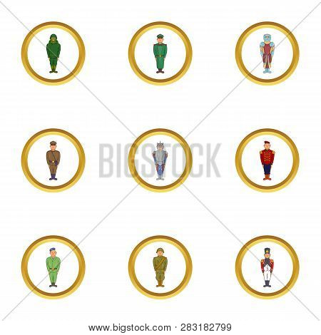 Military Categories Icon Set. Cartoon Set Of 9 Military Categories Icons For Web Isolated On White B