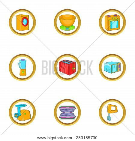 Appliances Icon Set. Cartoon Set Of 9 Appliances Icons For Web Isolated On White Background