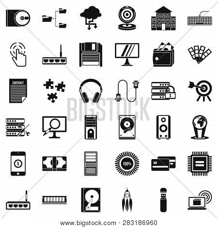 Web Developmen Icons Set. Simple Style Of 36 Web Developmen Icons For Web Isolated On White Backgrou