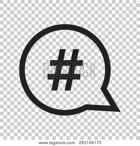 Hashtag Vector Icon In Flat Style. Social Media Marketing Illustration On Isolated Transparent Backg