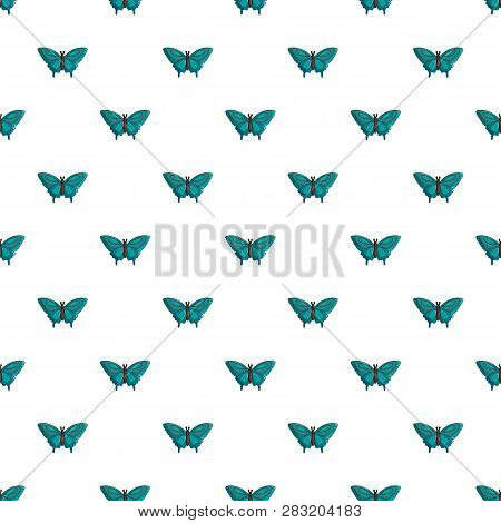 Butterfly Morpho Anaxibia Pattern In Cartoon Style. Seamless Pattern Illustration