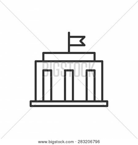 Bank Building Icon In Flat Style. Government Architecture Vector Illustration On White Isolated Back