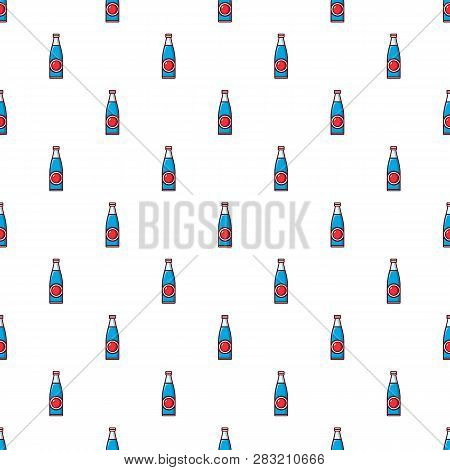 Soda Bottle Pattern In Cartoon Style. Seamless Pattern Illustration