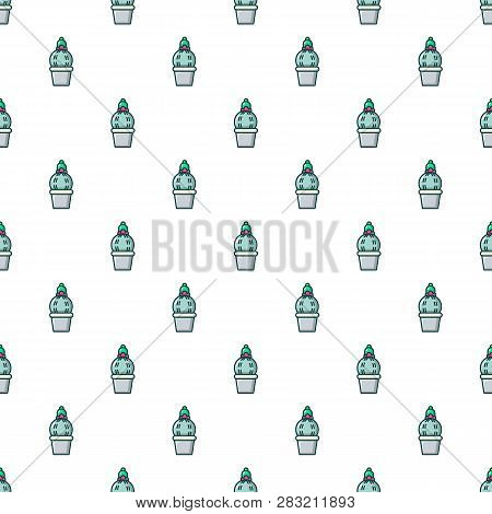 Acanthocalycium Cactus Pattern In Cartoon Style. Seamless Pattern Illustration