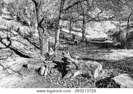 Durbanville, South Africa, August 11, 2018: People Are Visible On A Walking Trail In Majik Forest In