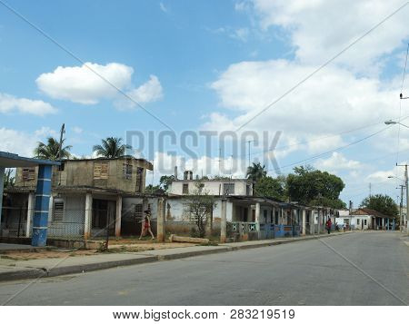 Jovellanos, Cuba - June 25, 2018: Small Town And The Streets Of Jovellanos. Cuba