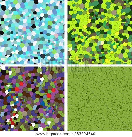 Set Of Four Brighr Vector Seamless Mosaic Patterns