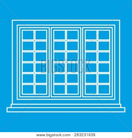 Wooden Tricuspid Window Icon Blue Outline Style Isolated Illustration. Thin Line Sign