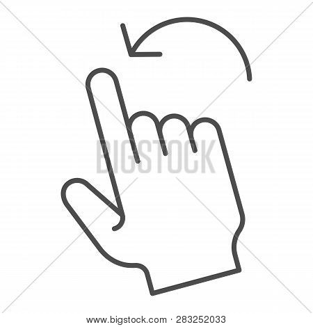 Flick Left Gesture Thin Line Icon. Swipe To Left Vector Illustration Isolated On White. Click Outlin