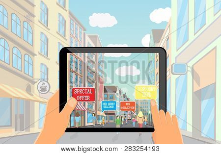 Augmented Reality Marketing Technology Vector Concept Illustration