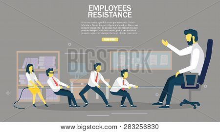 Employees Resistance Vector Web Banner Design Template