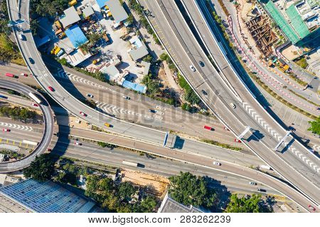 Choi Hung, Hong Kong 29 January 2019- Top view of Hong Kong traffic