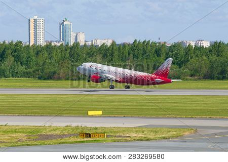 Saint Petersburg, Russia - June 20, 2018: Aircraft A320-214 (vp-bwh) Of The Rossiya Airline Taking O