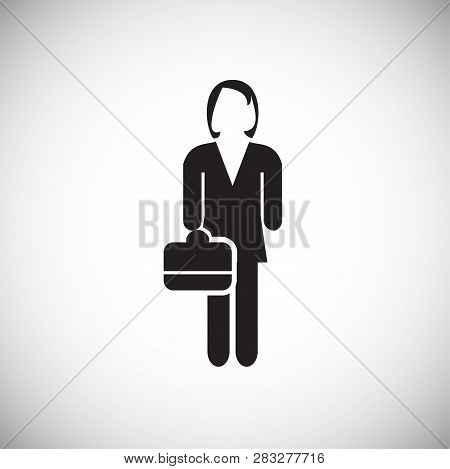 Business Woman On White Background Icon For Wep Or App Using