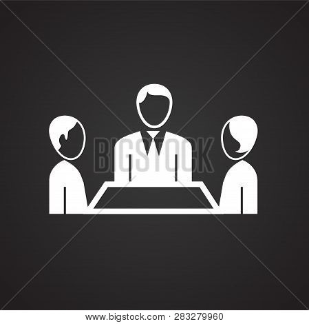 Team Meeting On Black Background Icon For Wep Or App Using