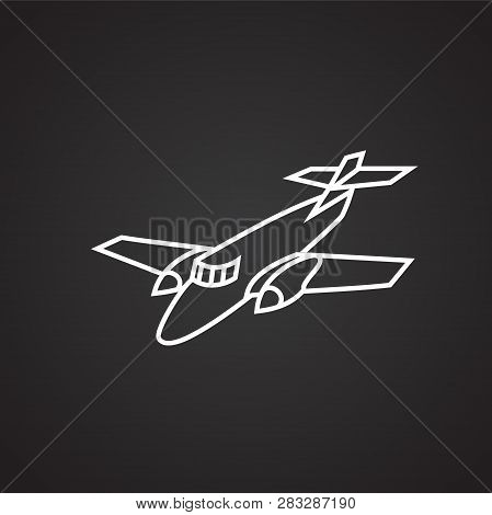 Plane On Black Background Icon For Wep Or App Using