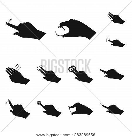 Vector Illustration Of Touchscreen And Hand Logo. Set Of Touchscreen And Touch Vector Icon For Stock