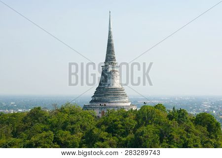 Old Chedi Phra That Chom Phet On The Top Of The Palace Hill Phetchaburi. Thailand