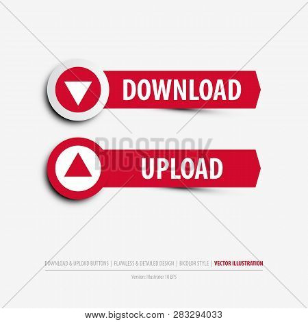 Download And Upload Buttons Containing: Two Differently Designed Isolated Web Buttons, Download And 