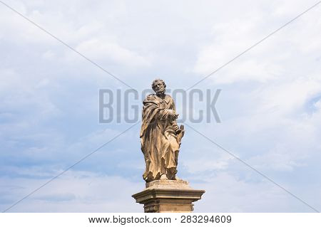 Prague, Czech Republic - May 30, 2017: Statue Of Saints Norbert Of Xanten, Wenceslas And Sigismund O