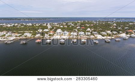 Aerial View Of Ono Island On The Gulf Coast In Orange Beach, Alabama