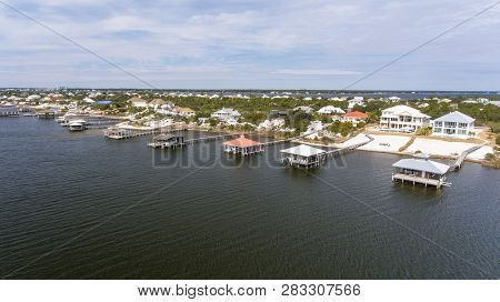 Aerial View Of Ono Island On The Alabama Gulf Coast. February 2019.