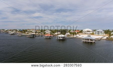 Aerial View Of Ono Island On The Alabama Gulf Coast. February 2019.
