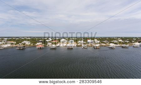 Aerial View Of Perdido Key, Florida And Ono Island, Alabama. February 2019.