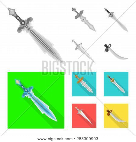 Vector Design Of Game  And Armor  Logo. Set Of Game  And Blade  Vector Icon For Stock.