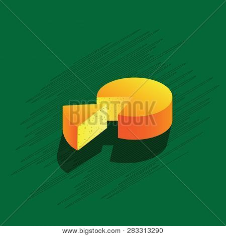 Cheese Icon Vector Isolated On Green Background.