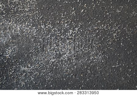 Deicing Chemicals On Asphalt Road In Moscow