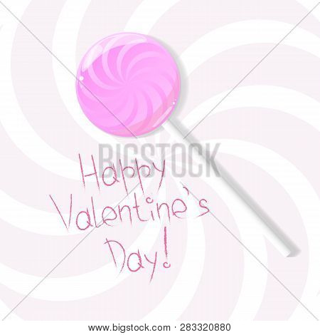 Pink Lollipop On A Gentle Background Valentines Day