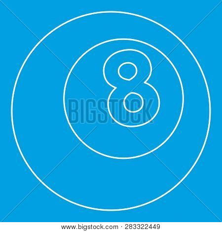 Snooker Eight Pool Icon Blue Outline Style Isolated Illustration. Thin Line Sign