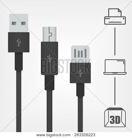 Usb Type A And Type B Interfaces Vector Icons.