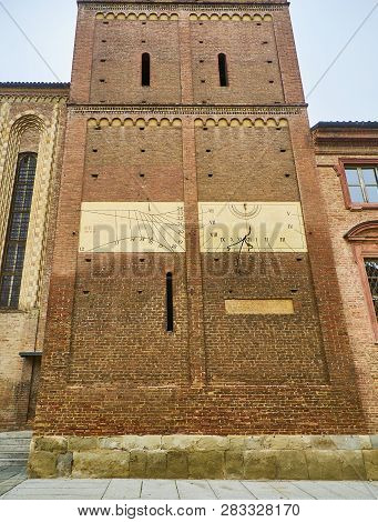 Sundial On The Lateral Facade Of The Cattedrale Di Santa Maria Assunta E San Gottardo, Asti Cathedra