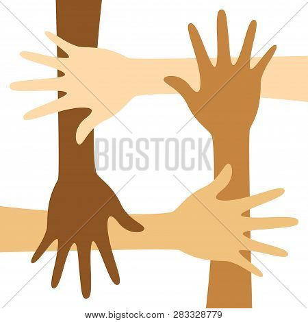 Diversity Concept Design Human Hands Connected On White Backgroud