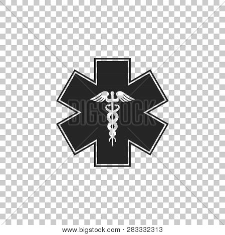 Emergency Star - Medical Symbol Caduceus Snake With Stick Icon Isolated On Transparent Background. S