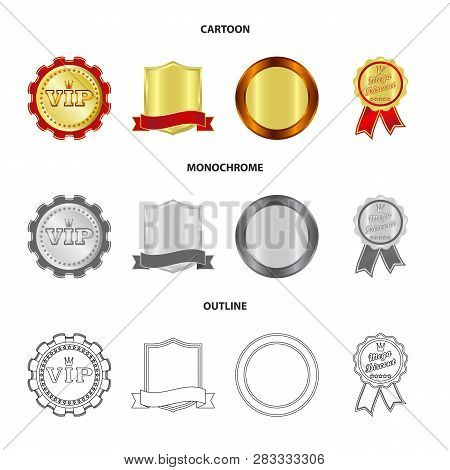 Vector Illustration Of Emblem And Badge Icon. Set Of Emblem And Sticker Stock Vector Illustration.
