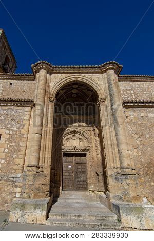 Alarcon, Cuenca, Spain, February 2017: Church Of The Most Holy Trinity In The Village Of Alarcon